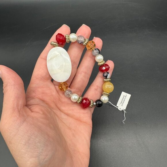 Park Lane Rouge Stretch Beaded Bracelet Statement Red White Black Yellow - Picture 6 of 8